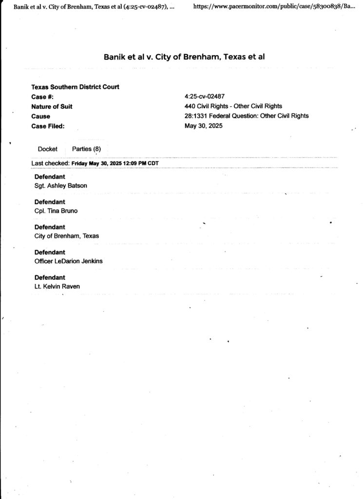 BRENHAM TEXAS CIVIL LAWSUIT